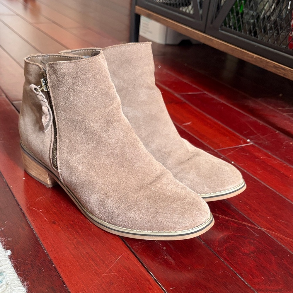 Blondo Taupe Suede Ankle Booties